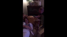 Friends play prank on female whilst sleeping