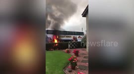 This is the terrifying footage of the moment a double-decker bus burst into flames.