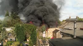 Explosion rattles homeowner's windows as neighbours' barn fire becomes dangerously out of control