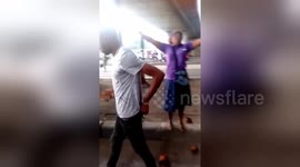 Bus drivers' heated argument causes crash on busy highway in Nigeria