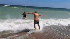 Skimboarding fail