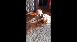 CUTE Little Boy & his dog are hugging