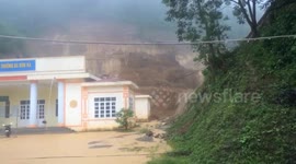 Landslide by flash flood and heavy rain