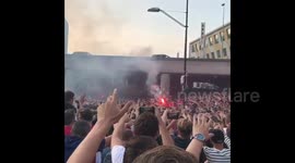 Ajax fans light flares and dance ahead of clash with Dynamo Kiev