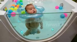 Adorable baby relaxing at spa is the cutest thing ever