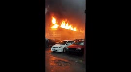 Fire engulfs auto spares garage in Small Heath, Birmingham UK