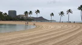 Empty Waikiki Beach before Hurricane Lane hits Oahu Hawaii