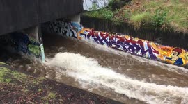 Shocking moments as flash flood tears through culvert in Hilo, Hawaii
