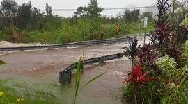 Video shows floodwaters raging on bridge as Hurricane Lane edges closer to Big Island