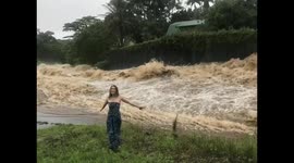 Flash-flood Hilo. Hurricane Lane 2018