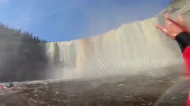 Breathtaking POV clip shows kayaker run 100-foot waterfall