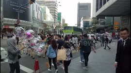 Crowds in Street of Kuala Lumpur Bukit Bintang Malaysia