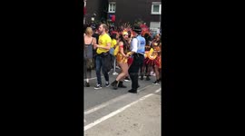 Policewoman getting into carnival spirit at Notting Hill