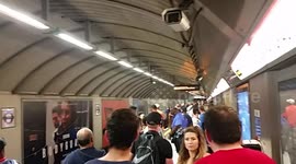 Notting Hill revelers crowd King's Cross station