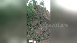 Landslide crushes truck like cardboard box on highway in northern India