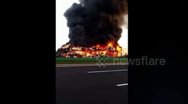 Two lorries burst into flames after China motorway collision