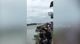 Shocking video shows moment drag boat racer crashes into water as vessel smashes to pieces