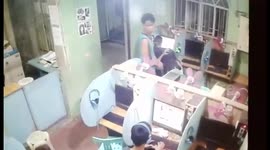 Horrifying moment pervert pounces on 12-year-old girl in internet cafe