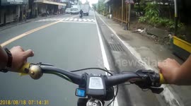 Motorcyclist Bumps Into Bike In Front