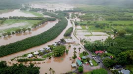 Drone footage shows severe flooding in Hawaiian county