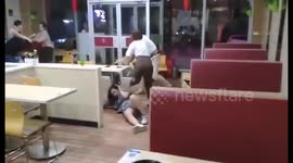 Man attacks women with chair after brutal fight breaks out in restaurant