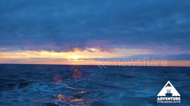 Amazing Sunset Offshore in the North Atlantic Ocean