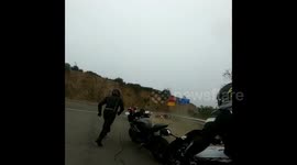 Moment LA bikers scatter to avoid out-of-control rider in terrifying near miss