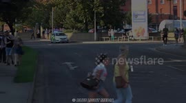 UK Police Car Responding Vauxhall Astra - Officer checks Junction