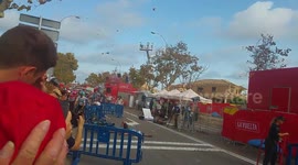 La Vuelta riders hit the deck as helicopter causes barriers to enter racecourse