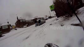 Snow in Southampton, Vauxhall Astra stuck.