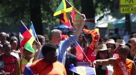 NYC Mayor de Blasio Marches in West Indian Day Parade