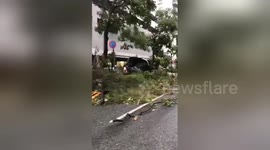 Debris litters Osaka streets after Typhoon Jebi ravages city