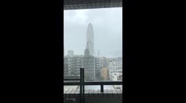 Tempozan ferris wheel - typhoon Jebi