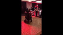 Heartwarming first dance between wheelchair-bound bride and her able-bodied husband