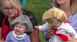 Theresa May and Donald Trump make a surprise appearance at Muker agricultural show