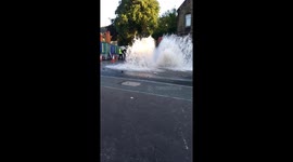 West Yorkshire mains water pipe bursts on busy road