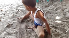 kids play the sands on a beach