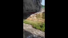 The truck carrying gasoline exploded after a collision with a car on the highway