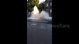 West Yorkshire mains water pipe bursts on busy road