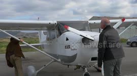 Parking a small airplane after landing