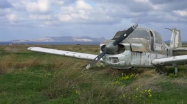 Old abandoned small airplane - B-Roll