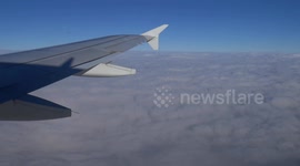 Cloudy view from an airplane's window