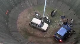 Bikes collide after flat tyre in deadly 'Well of Death' stunt