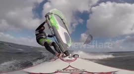 Windsurfer crashes into the sea off Poland