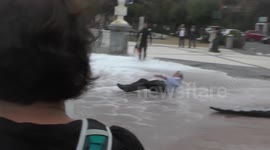 Man hit by a wave in Donostia-San Sebastian