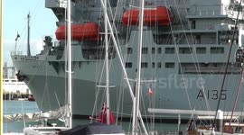 RFA Argus A135 in Falmouth Docks Preparing For Ebola Trip To Sierra Leone