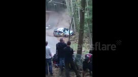 Miraculous escape for drivers in French rally crash