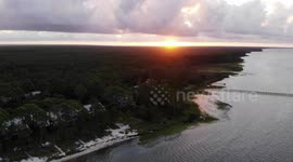 sunrise over the Florida gulf coast - drone video