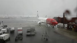 Lightning storm at busy airport
