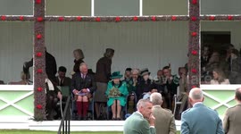 The Queen & Royal Family attend the 2018 Braemar Gathering with massed pipes & drums display